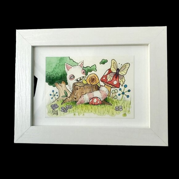 Nursery Art Fantasy Creatures Multicolor Artist Signed Watercolor Framed Unisex - Picture 4 of 5